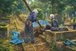 金沢市 野田山墓地 庭木 撤去